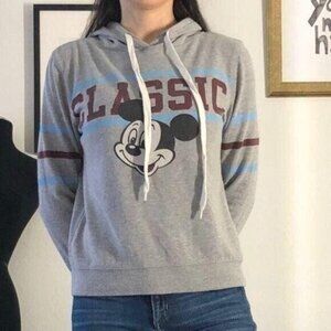Disney Gray Mickey Mouse Hoodie Casual Style Small